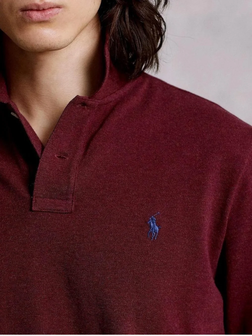 Ralph Lauren Men's Burgundy Long-Sleeve Polo